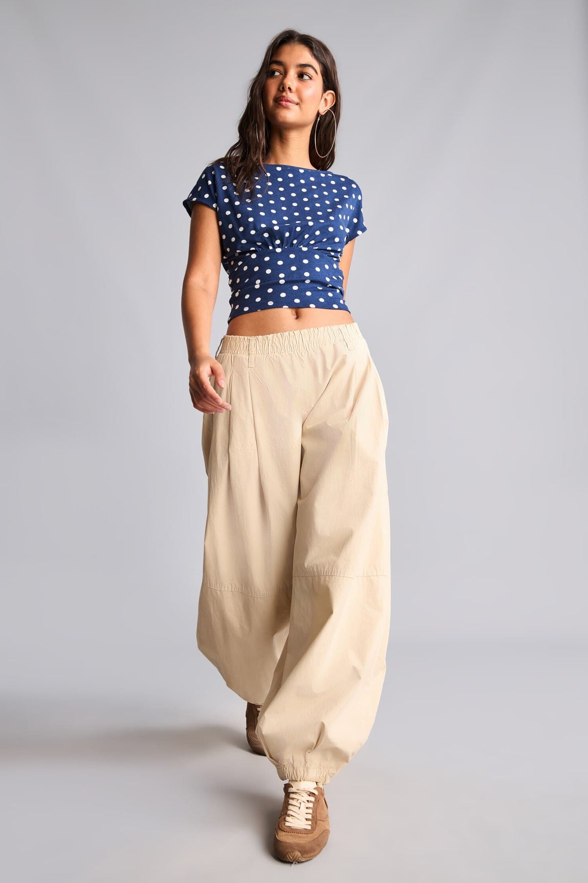 100% Cotton Parachute Double Pocket Elastic Waist Standard Size Poplin Trousers Main image