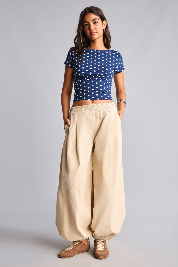 100% Cotton Parachute Double Pocket Elastic Waist Standard Size Poplin Trousers