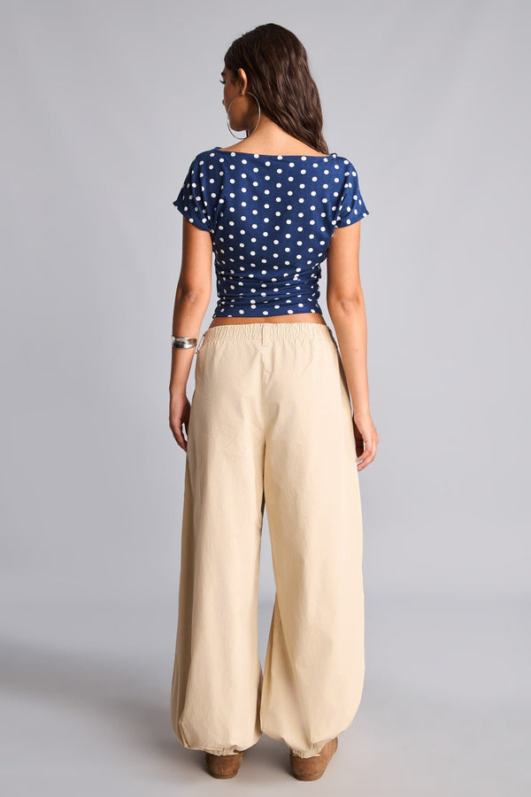 100% Cotton Parachute Double Pocket Elastic Waist Standard Size Poplin Trousers