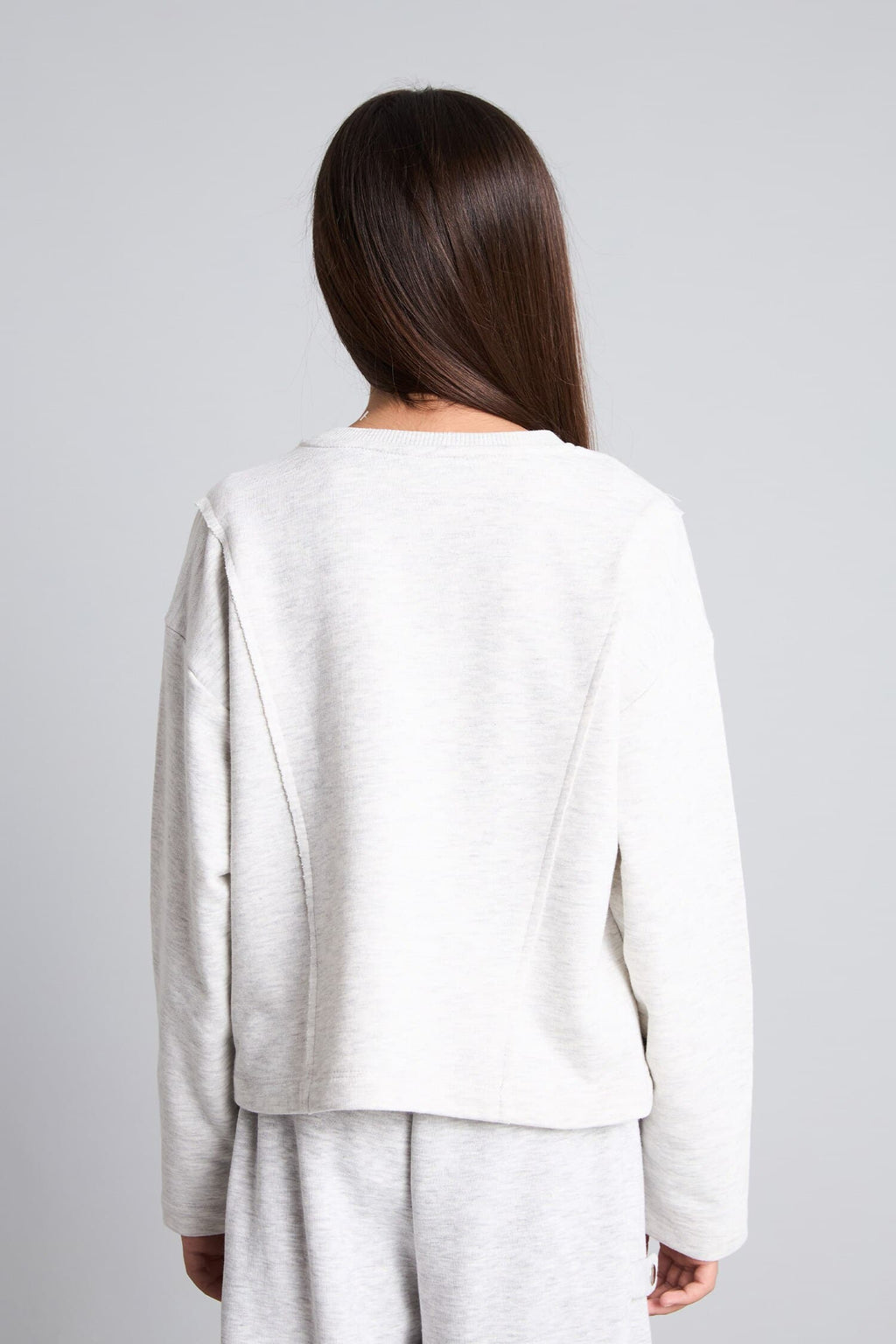 Cotton Relax Fit Short Sleeve Crew Neck Printed Thick Sweatshirt Girls