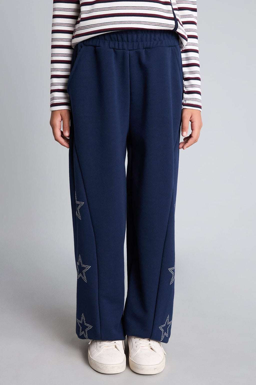Cotton Baggy Fit Star Printed Sweatpants with Pockets for Girls
