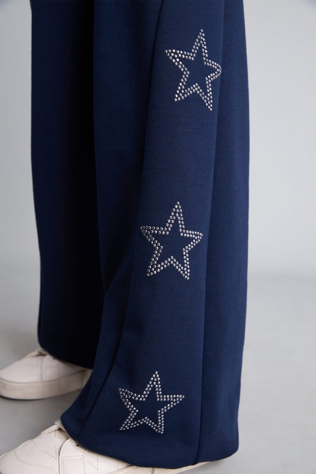 Cotton Baggy Fit Star Printed Sweatpants with Pockets for Girls