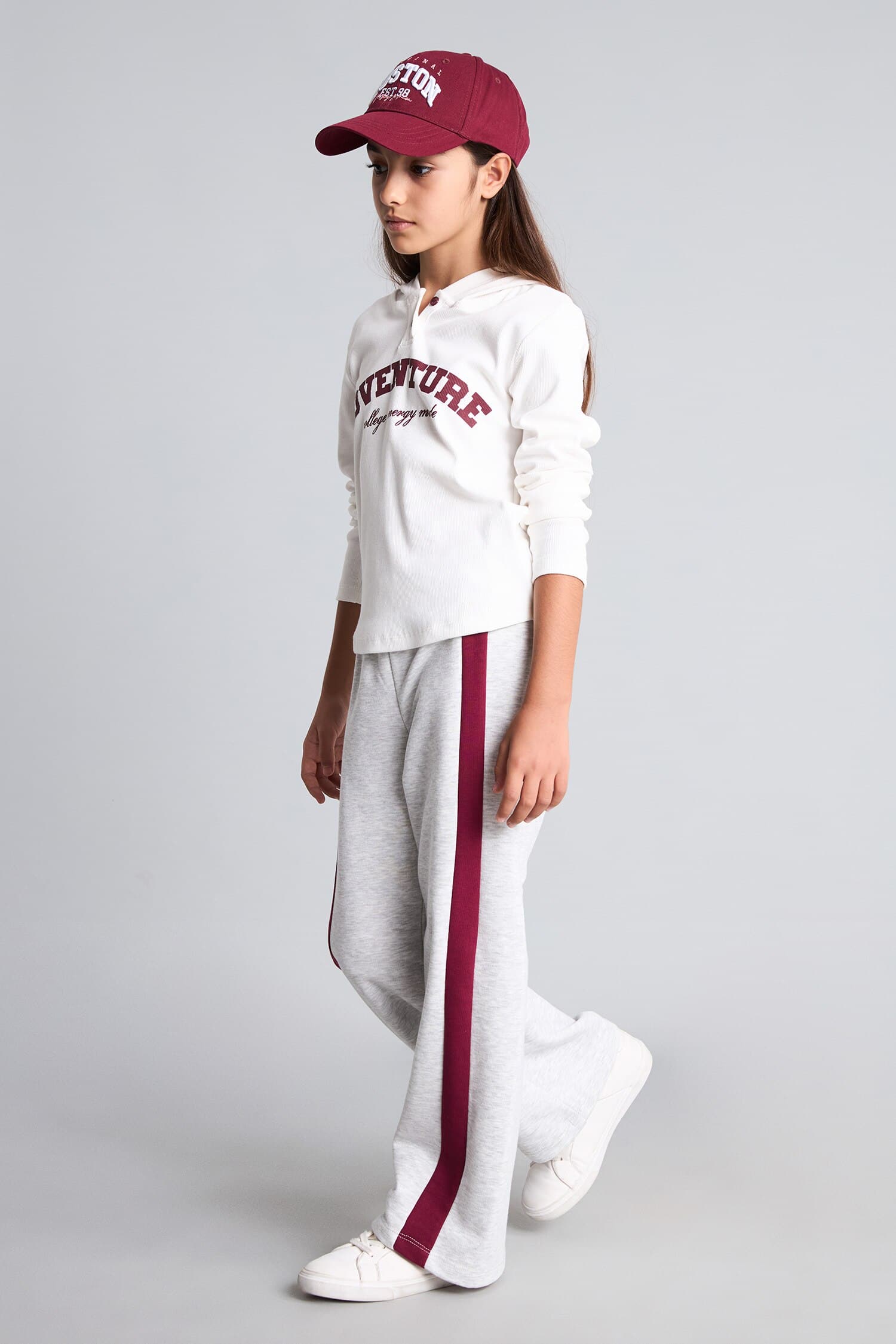 Cotton Wide Leg Stripe Detailed Sweatpants Girls Secondary image