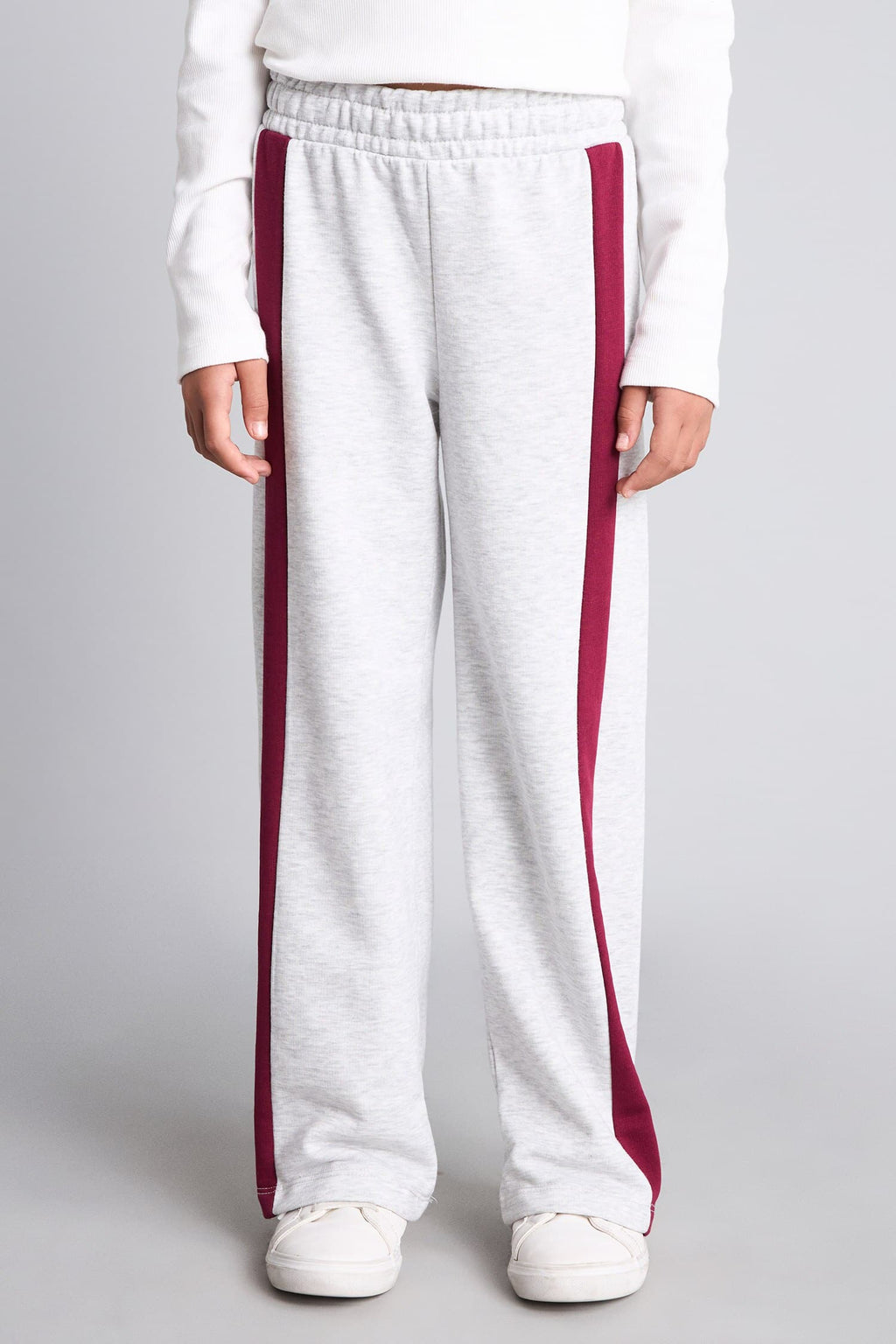 Cotton Wide Leg Stripe Detailed Sweatpants Girls