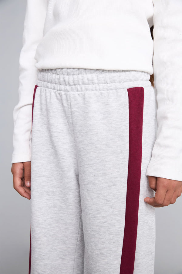 Cotton Wide Leg Stripe Detailed Sweatpants Girls