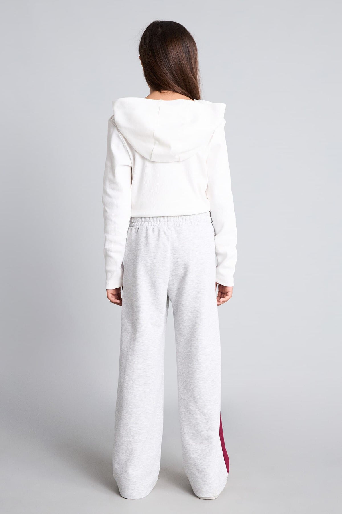 Cotton Wide Leg Stripe Detailed Sweatpants Girls