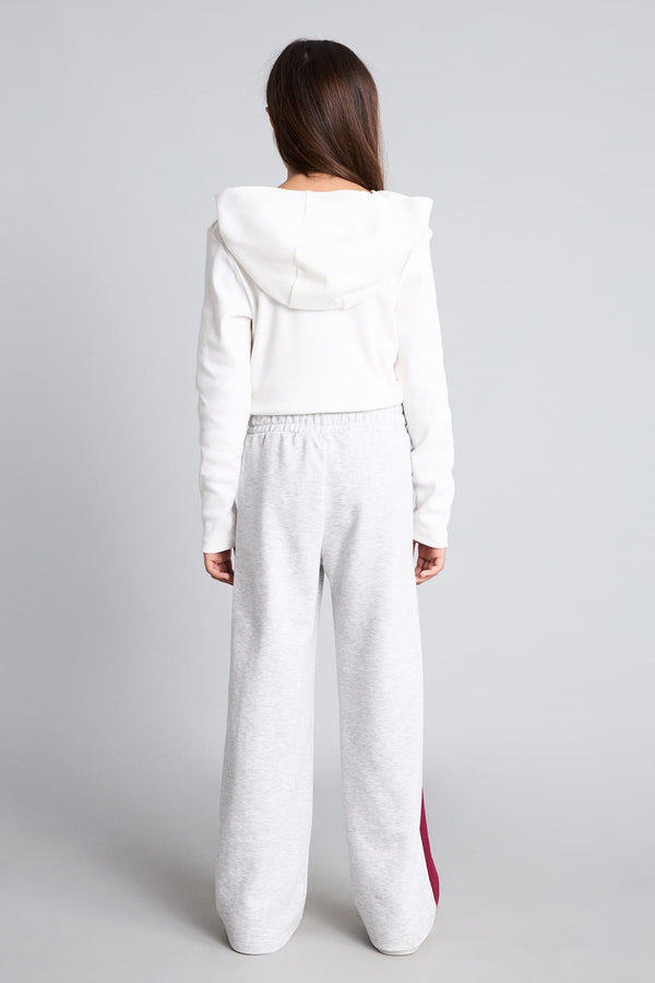 Cotton Wide Leg Stripe Detailed Sweatpants Girls
