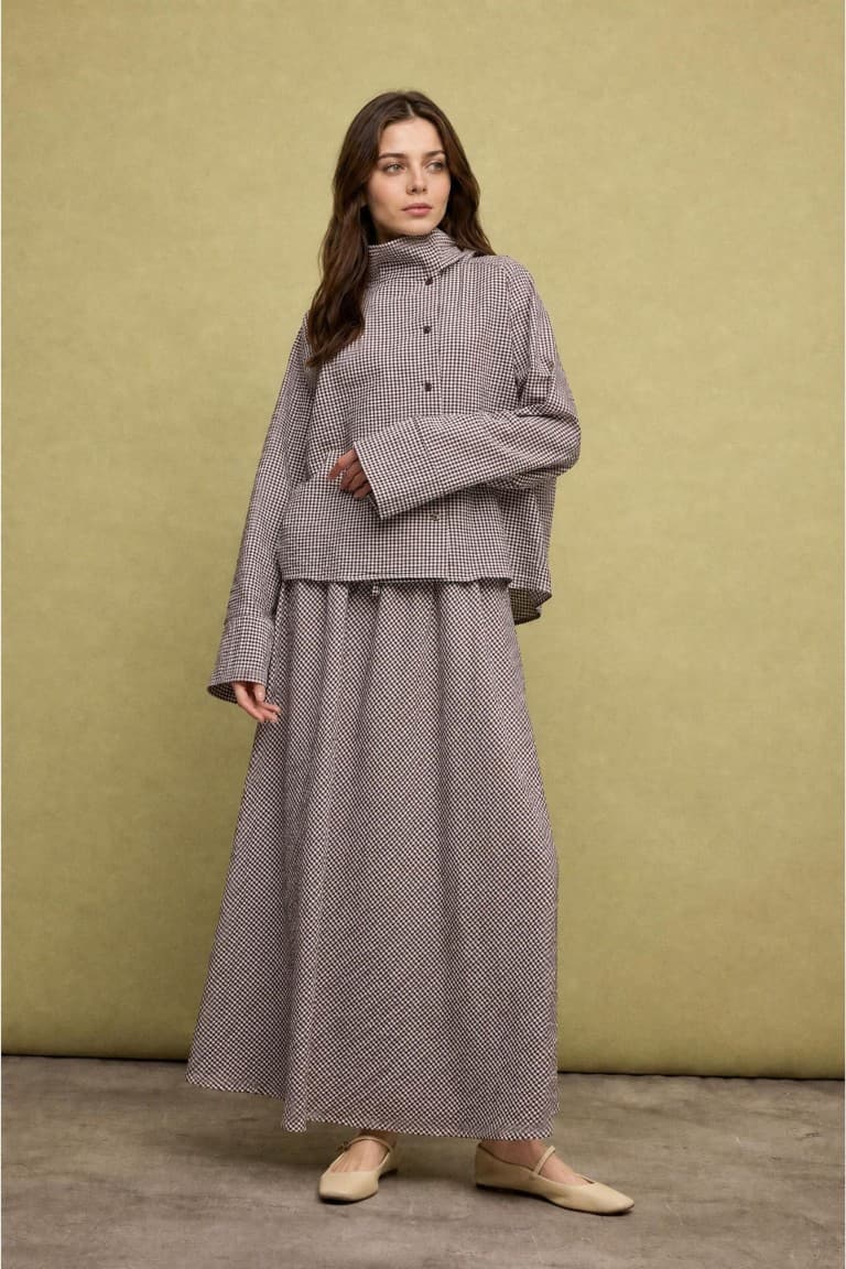 A-Line Patterned Maxi Skirt