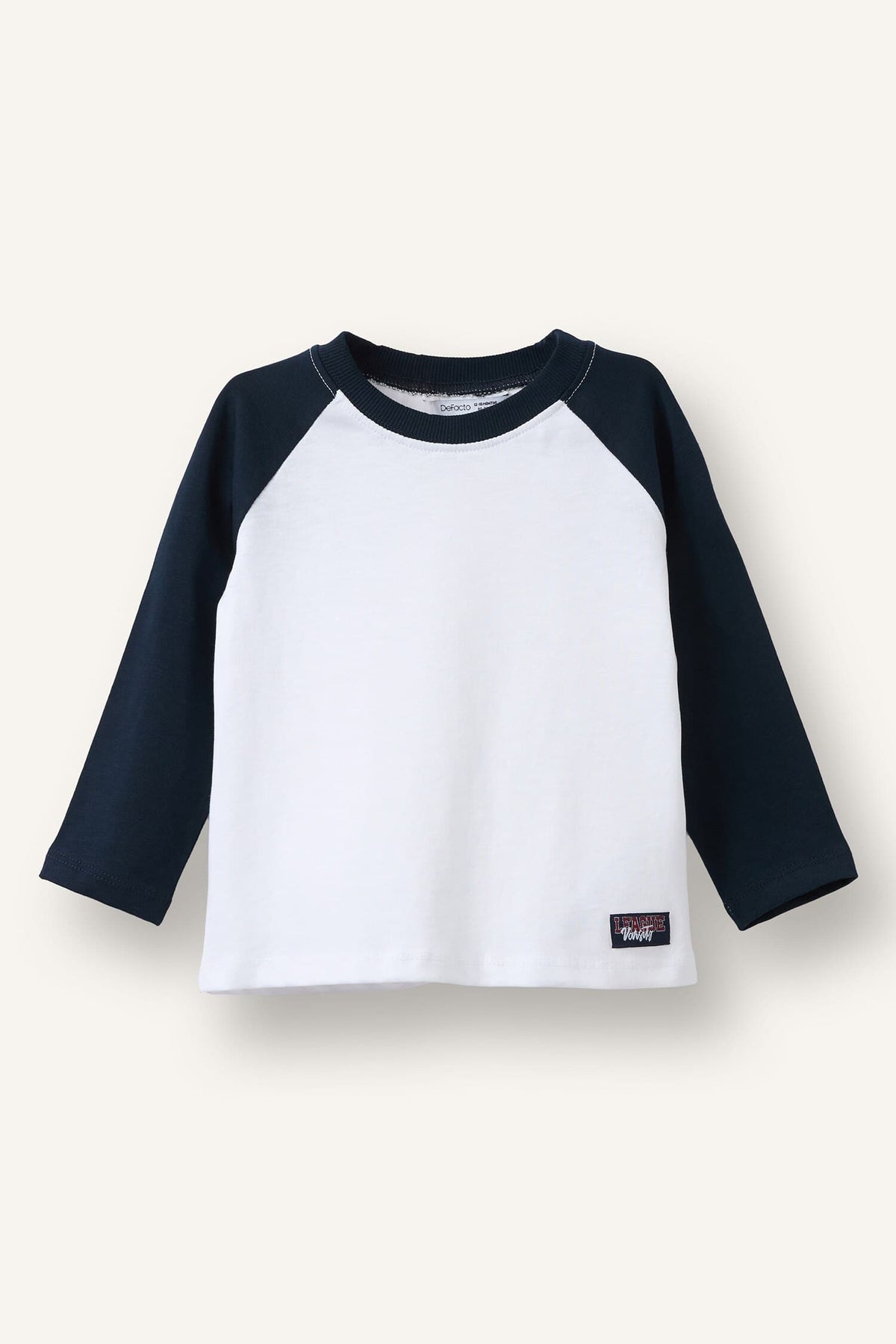 100% Cotton Overless Crew Neck Long Sleeve Ecru T-Shirt Baby Boy Main image