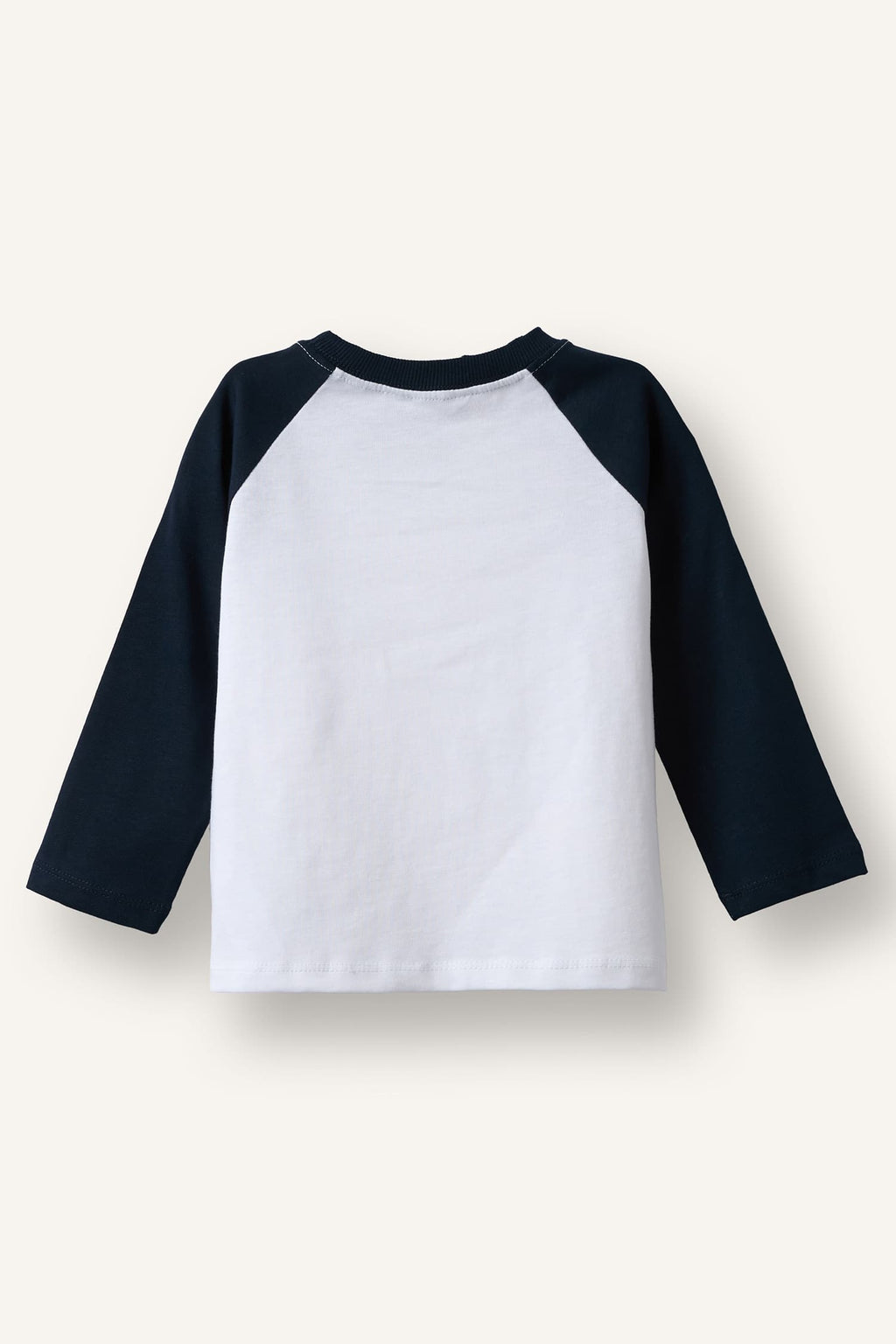 100% Cotton Overless Crew Neck Long Sleeve Ecru T-Shirt Baby Boy