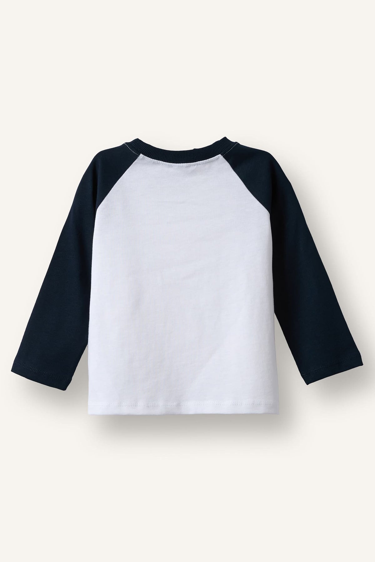 100% Cotton Overless Crew Neck Long Sleeve Ecru T-Shirt Baby Boy
