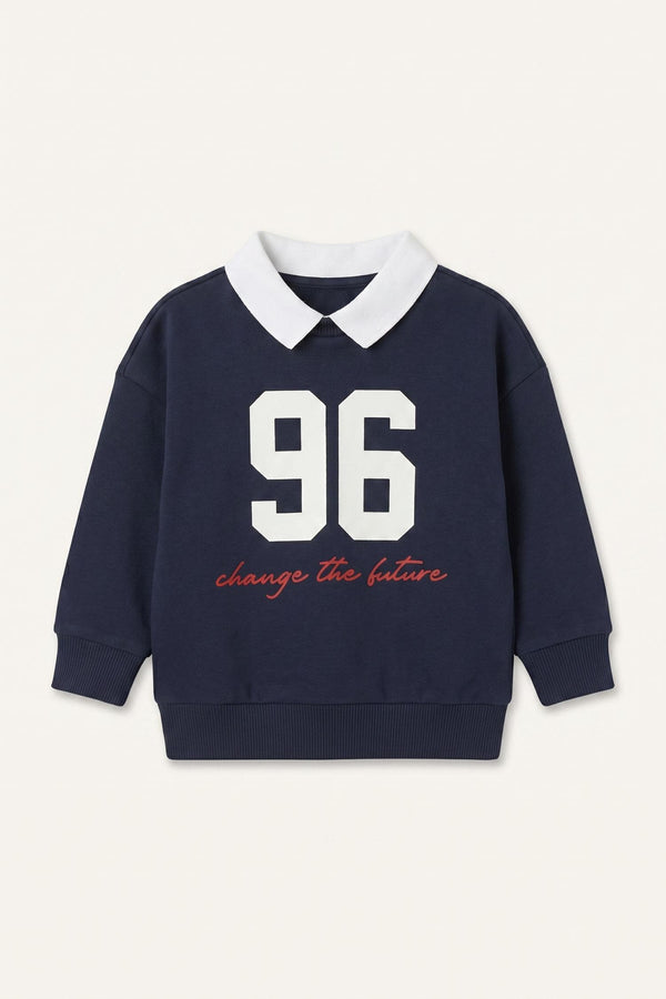 100% Cotton Overless Polo Neck Printed Sweatshirt Fabric Sweatshirt Baby Boy