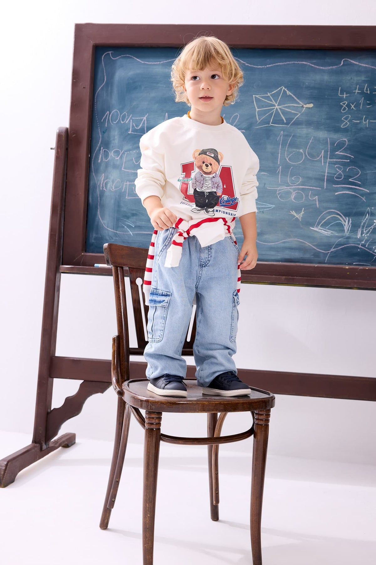 100% Cotton Cargo Fit Stretch Banded Leg Jean Light Blue Pants Baby Boy