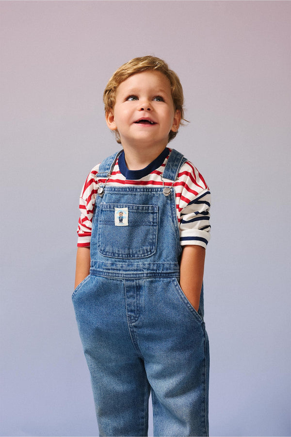 100% Cotton Light Blue Jean Salopet Jumpsuit Baby Boy