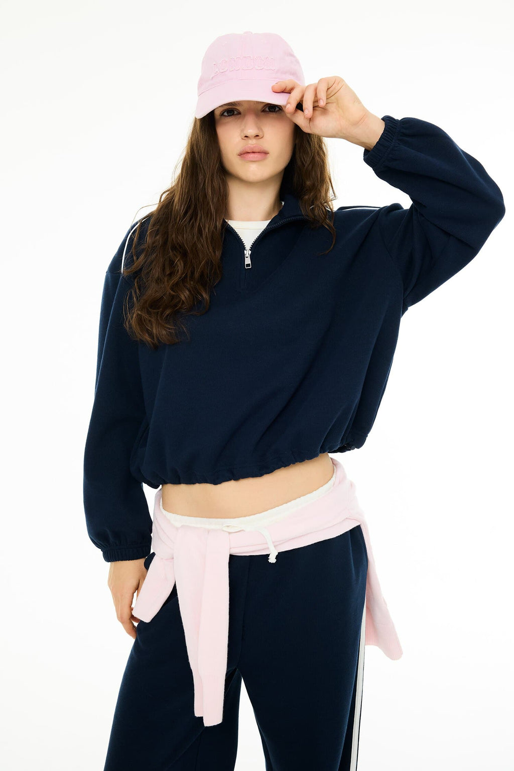 Loose Fit Half Turtleneck Knitwear Look Sweatshirt