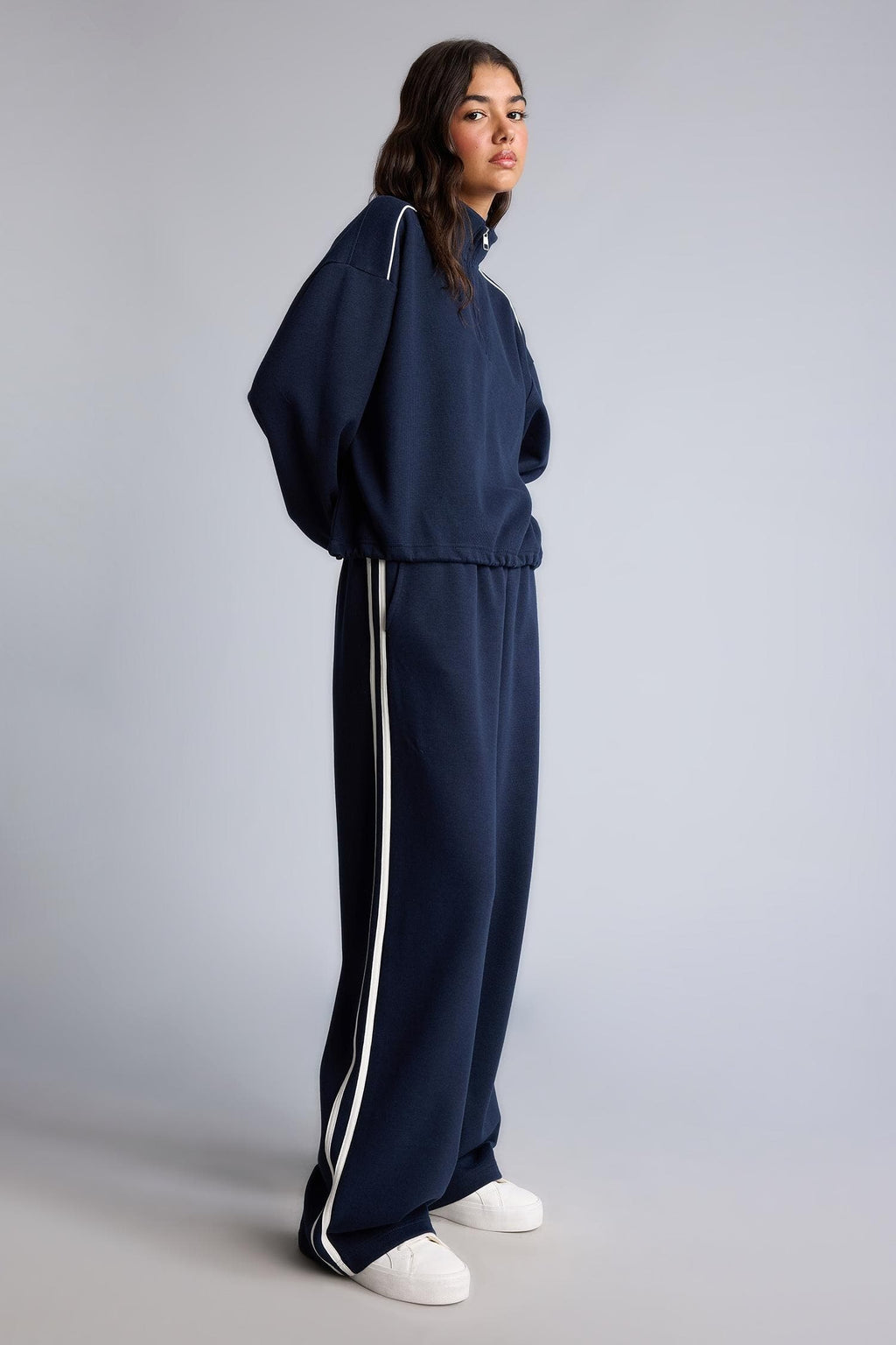 Wide Leg Knitwear Look Trousers