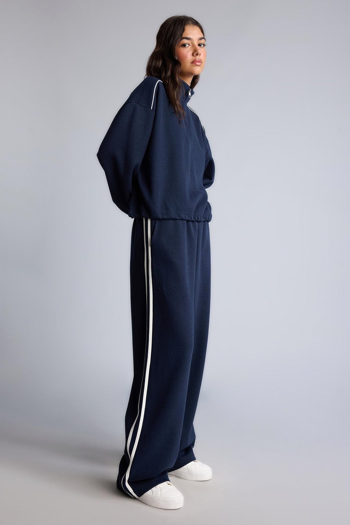 Wide Leg Knitwear Look Trousers