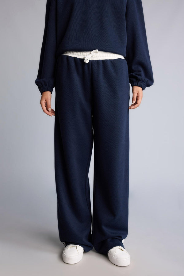 Wide Leg Knitwear Look Trousers