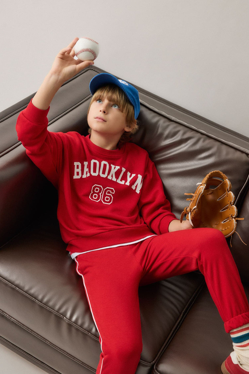 Regular Fit Crew Neck College Printed Sweatshirt Boys
