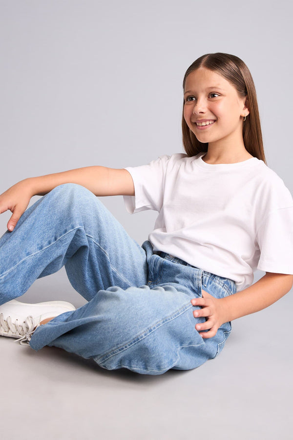 100% Cotton Barrel Fit Jeans Girls