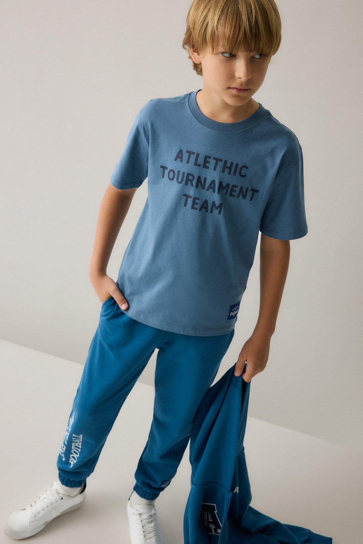 100% Cotton New Regular Fit Crew Neck Printed Short Sleeve Blue T-Shirt Boy Main image