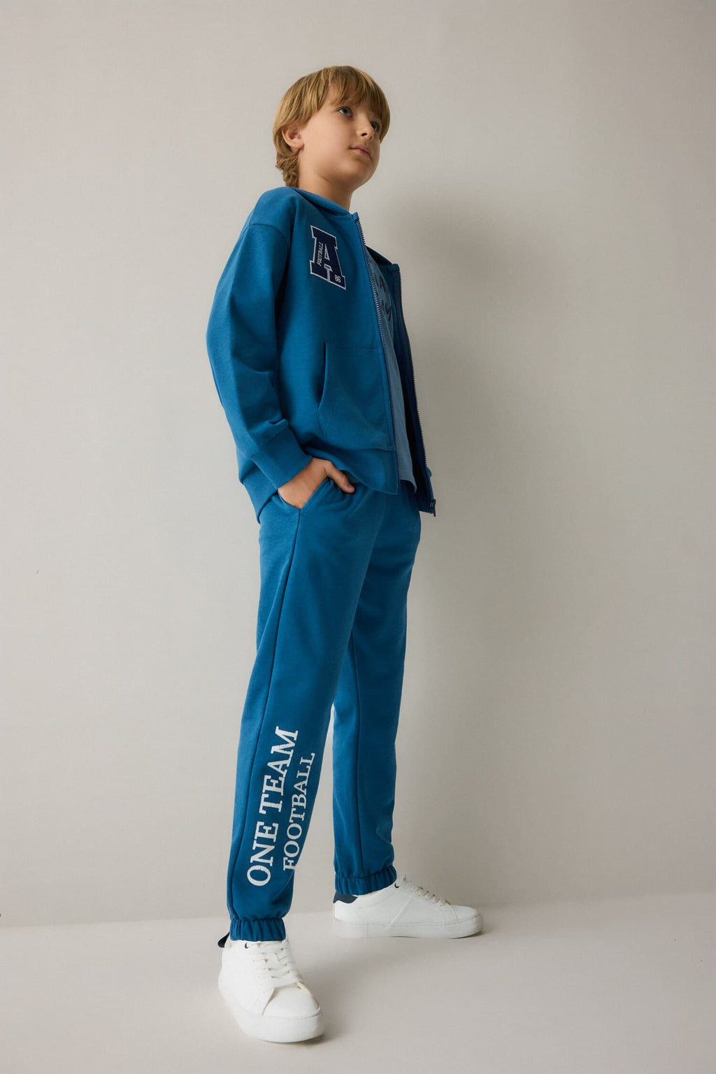 Regular Jogger Fit Printed Indigo Sweatpants Boy