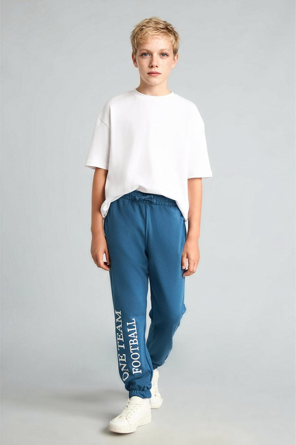 Regular Jogger Fit Printed Indigo Sweatpants Boy