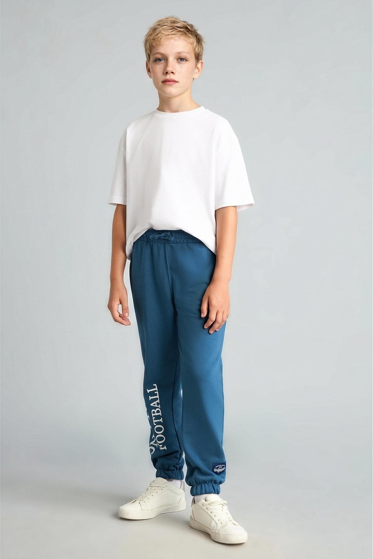 Regular Jogger Fit Printed Indigo Sweatpants Boy