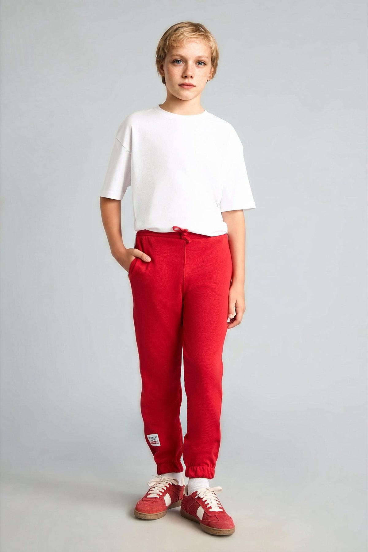 Regular Jogger Fit Printed Red Sweatpants Boys