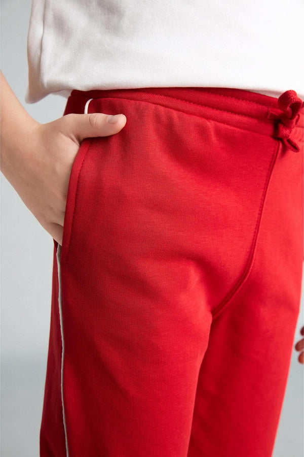 Regular Jogger Fit Printed Red Sweatpants Boys