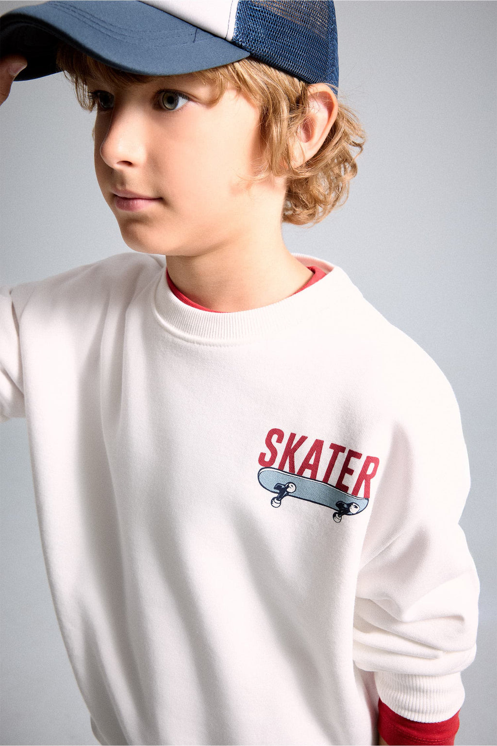 Oversize Crew Neck Back Printed Soft Feather Sweatshirt Boys