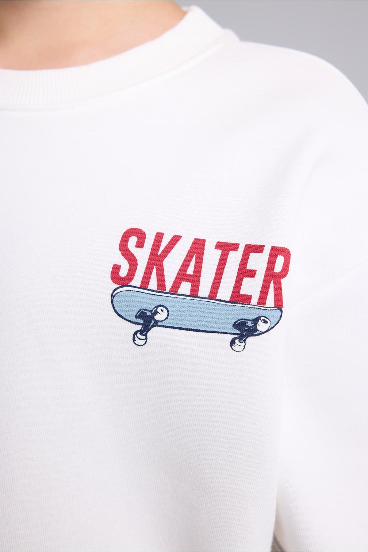 Oversize Crew Neck Back Printed Soft Feather Sweatshirt Boys