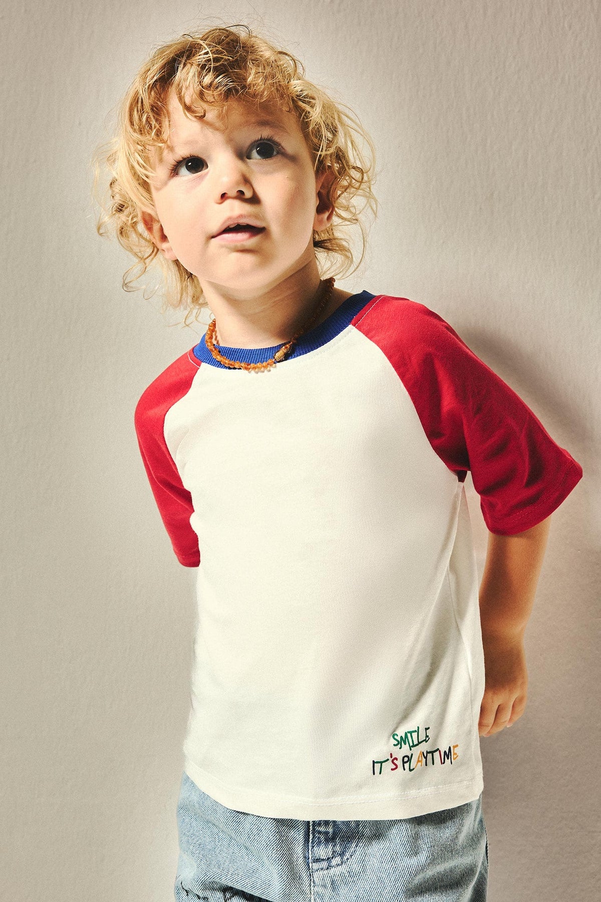 100% Cotton Overless Short Sleeve Ecru T-Shirt Baby Boy Main image