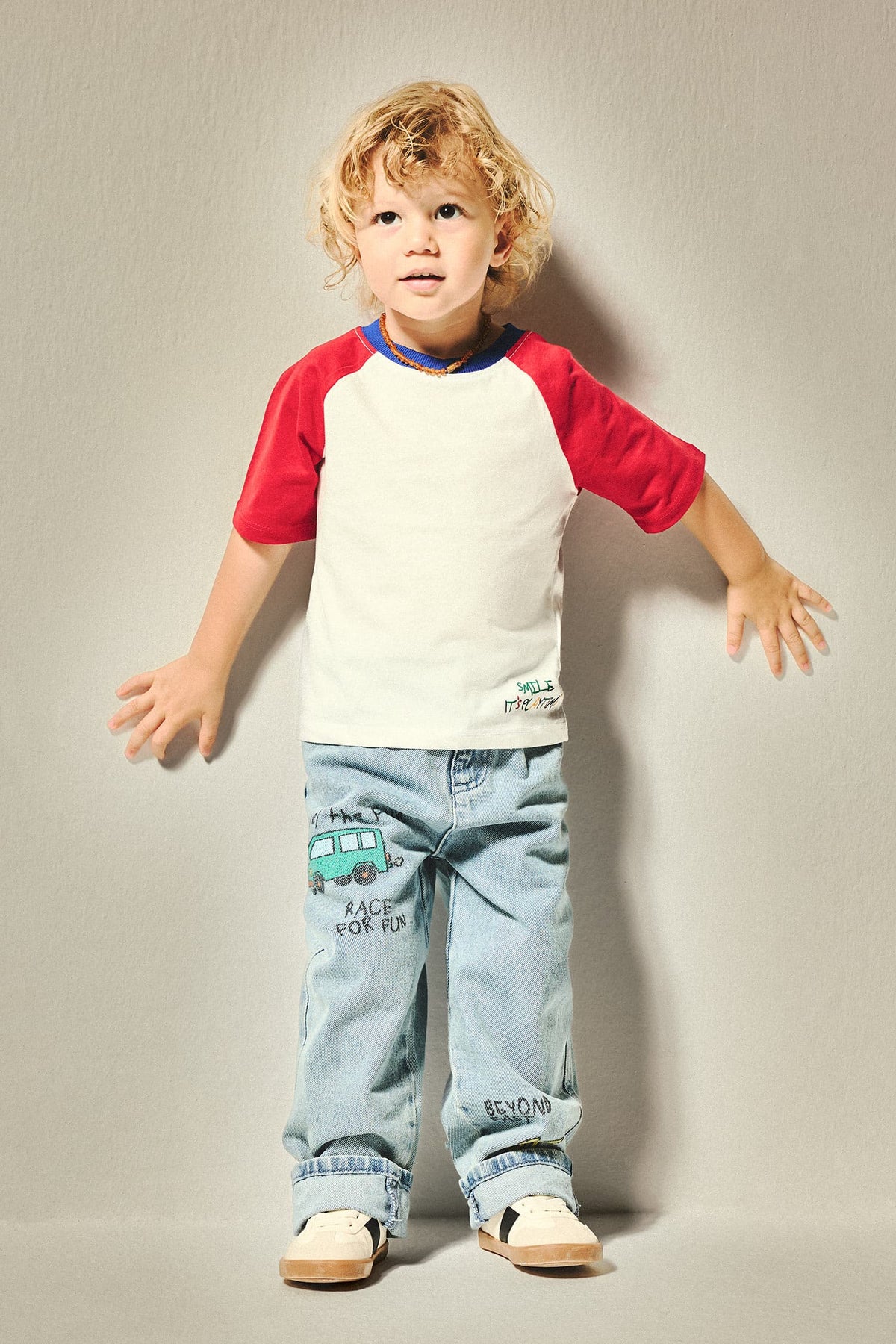 100% Cotton Overless Short Sleeve Ecru T-Shirt Baby Boy