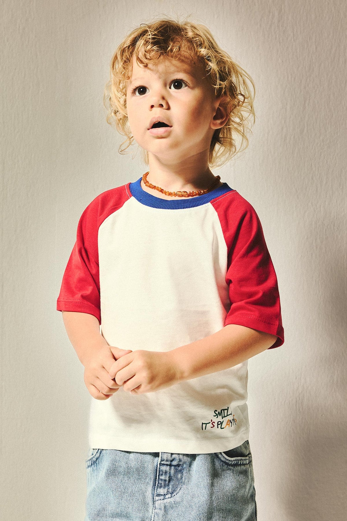 100% Cotton Overless Short Sleeve Ecru T-Shirt Baby Boy
