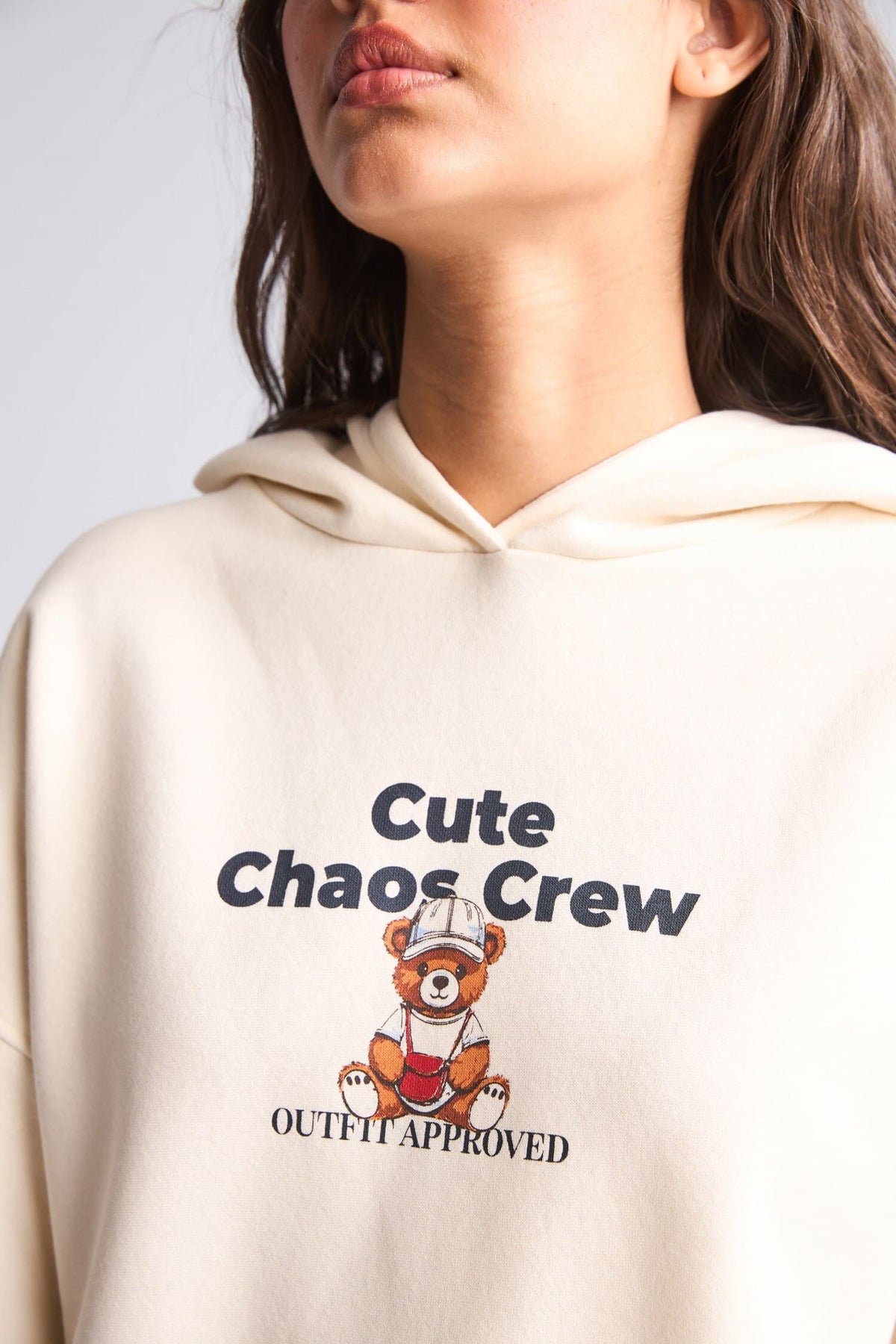 Overless Hooded Back Printed Thick Fabric Sweatshirt