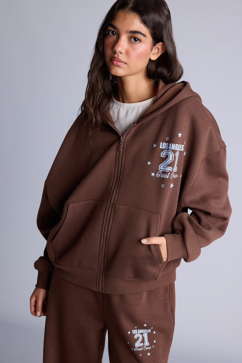 Overless Hooded Printed Thick Fabric Cardigan