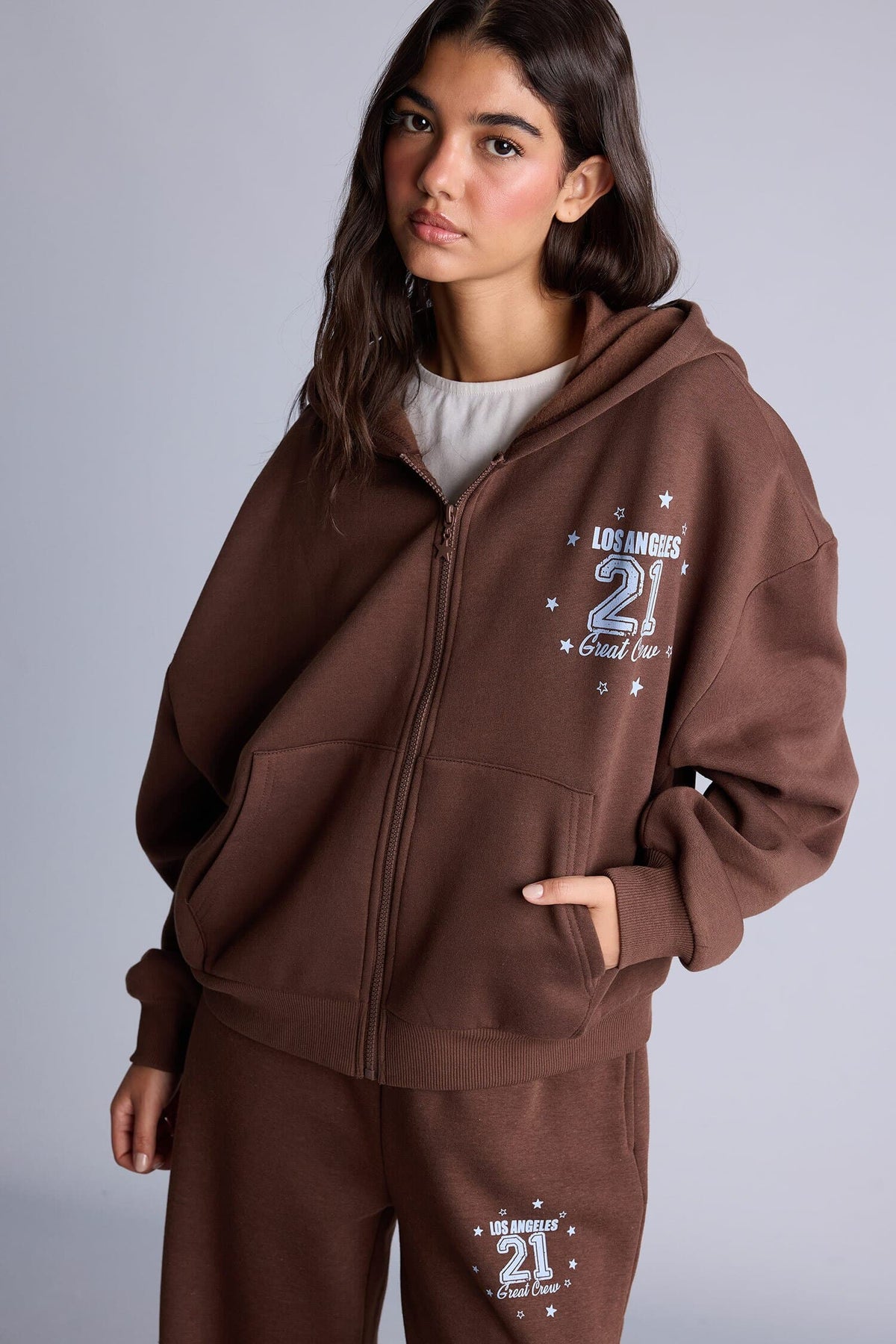 Overless Hooded Printed Thick Fabric Cardigan
