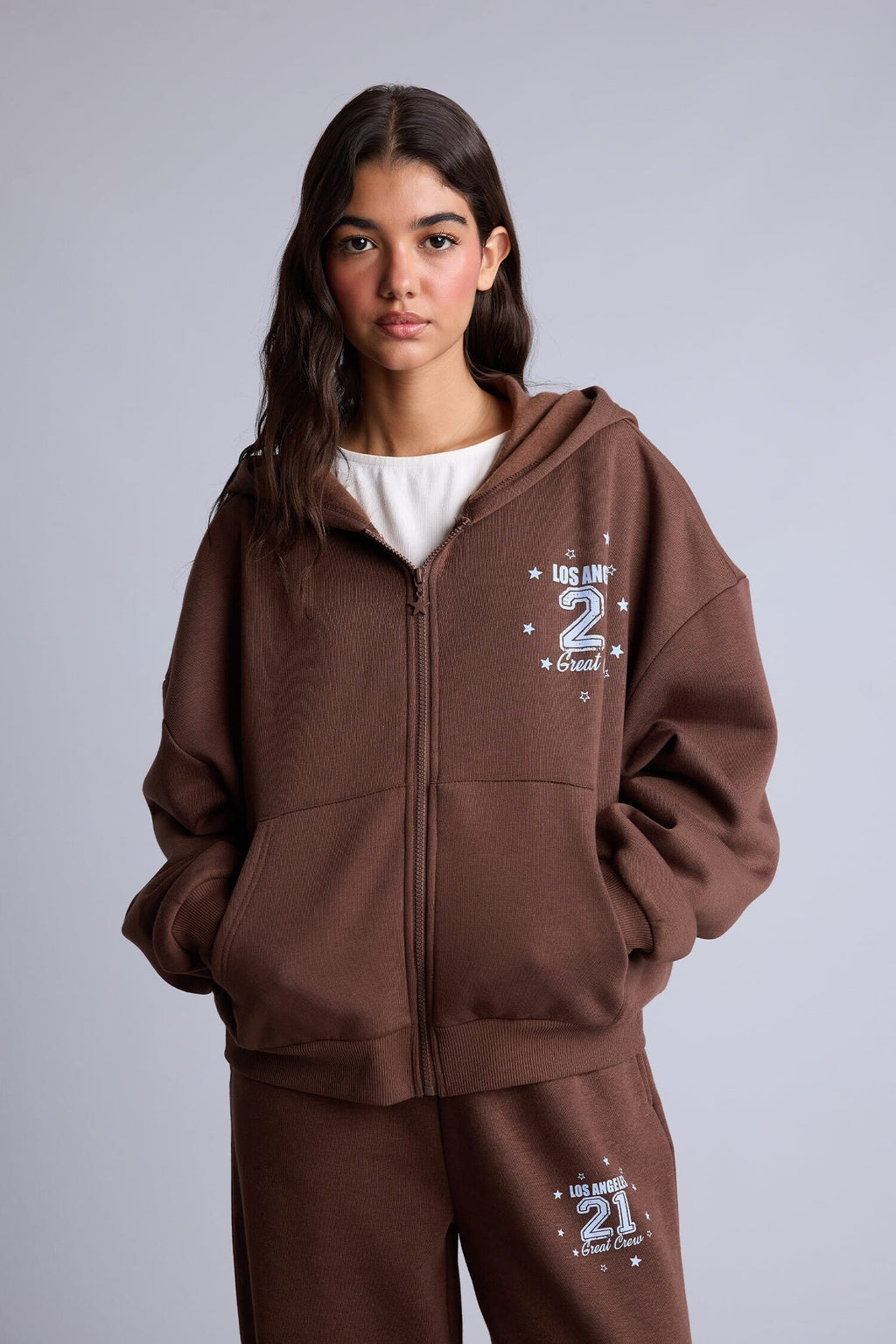Overless Hooded Printed Thick Fabric Cardigan