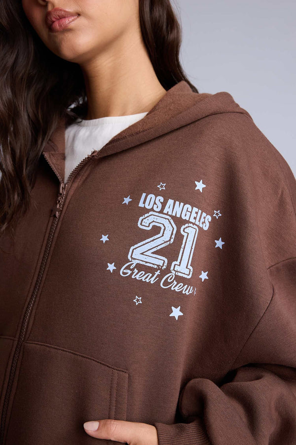 Overless Hooded Printed Thick Fabric Cardigan