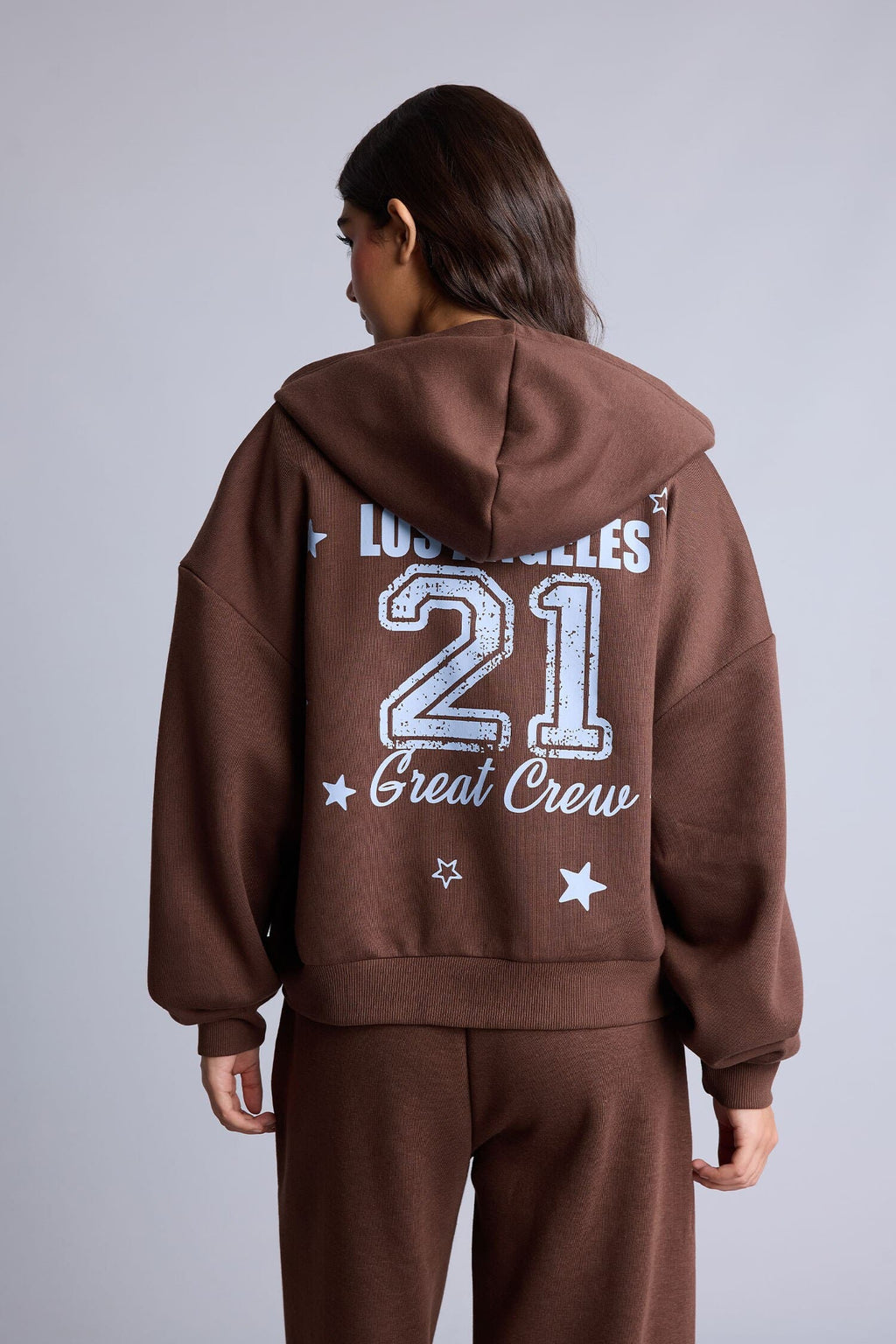 Overless Hooded Printed Thick Fabric Cardigan