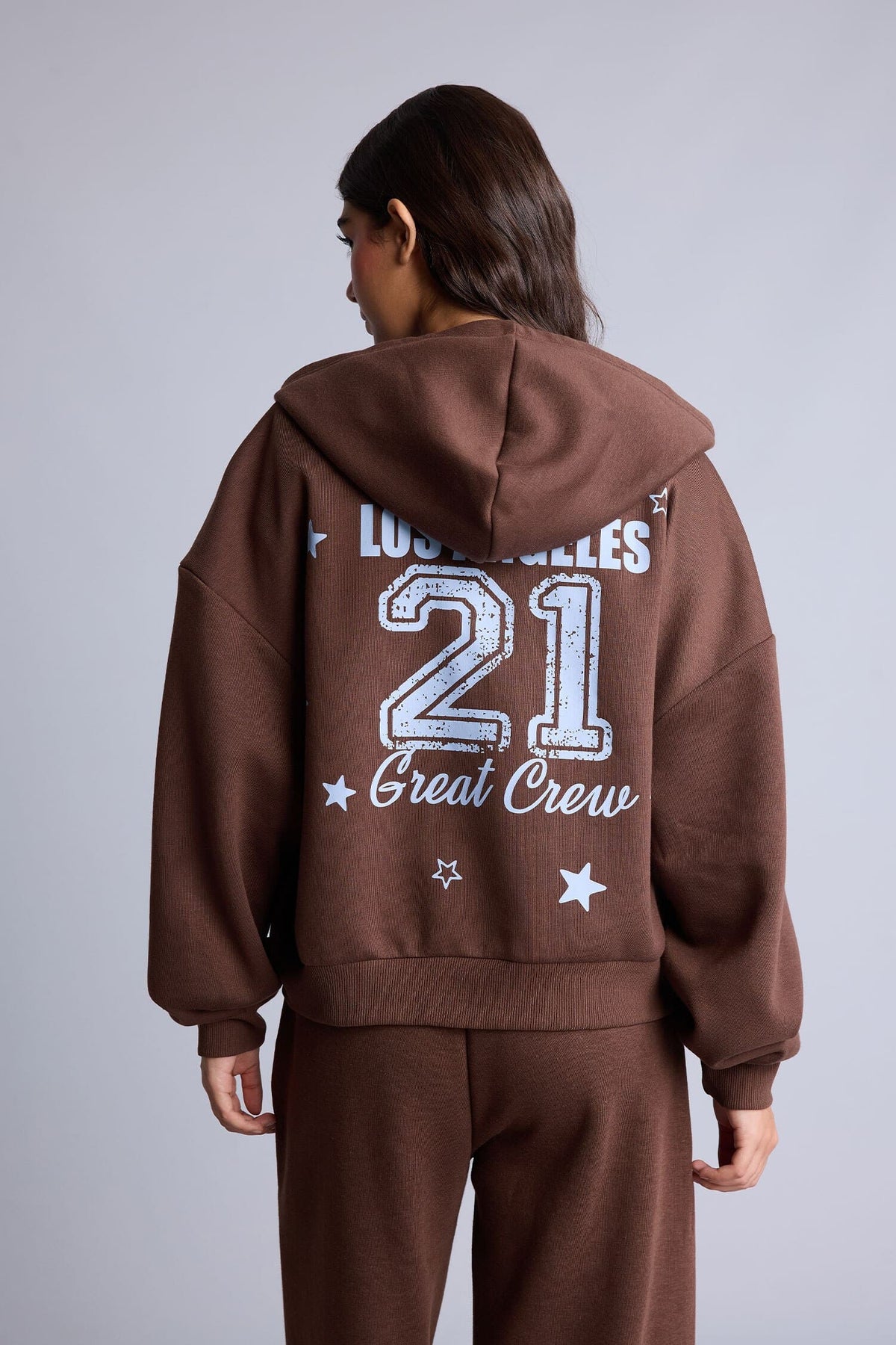 Overless Hooded Printed Thick Fabric Cardigan