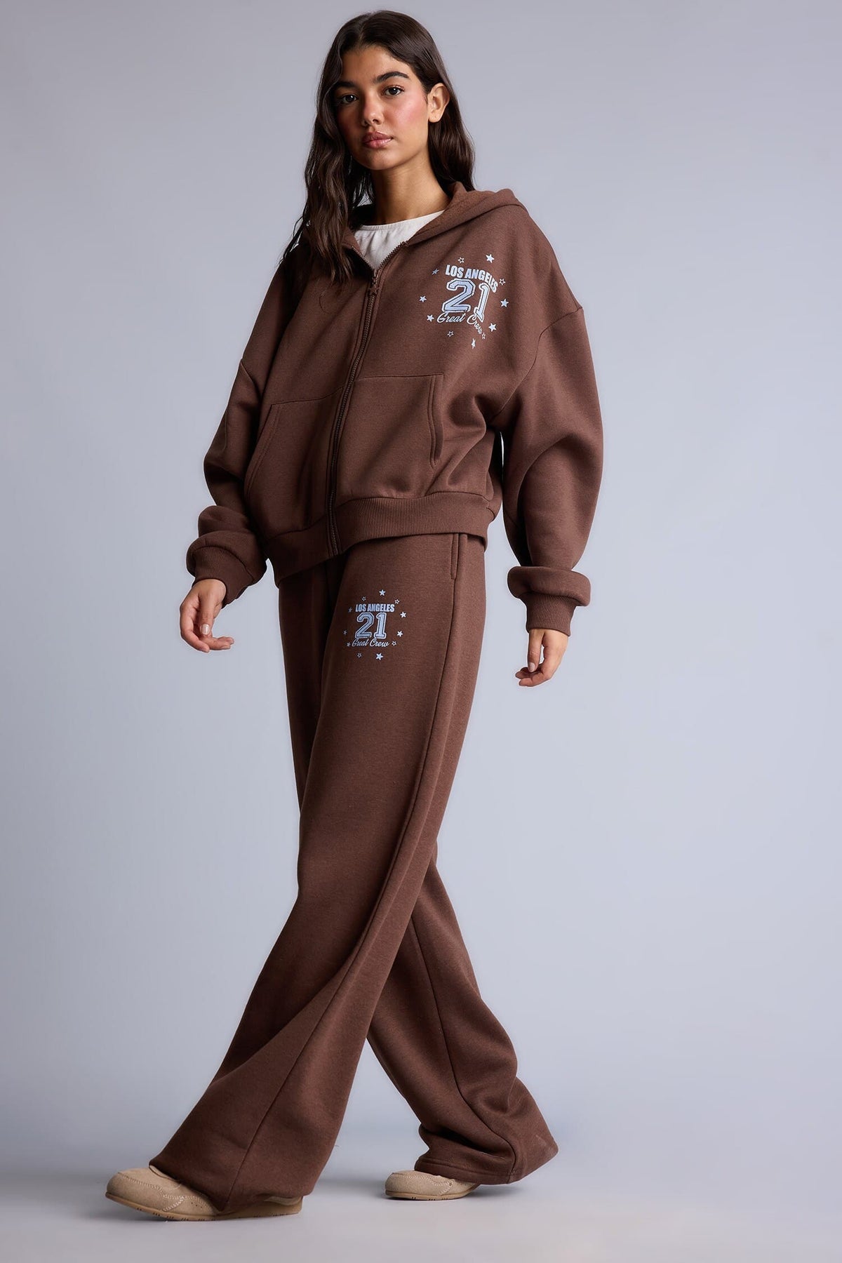 Wide Leg Printed Thick Fabric Trousers Main image