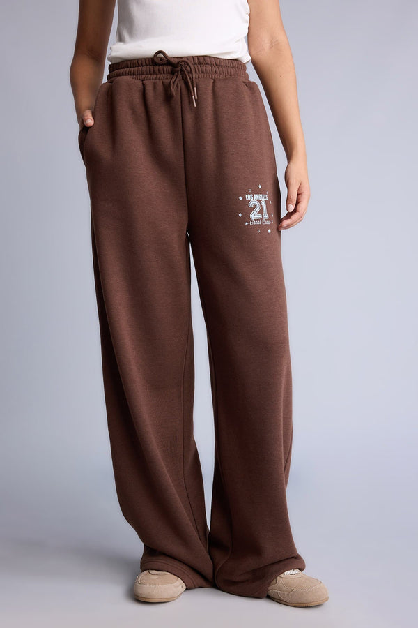 Wide Leg Printed Thick Fabric Trousers