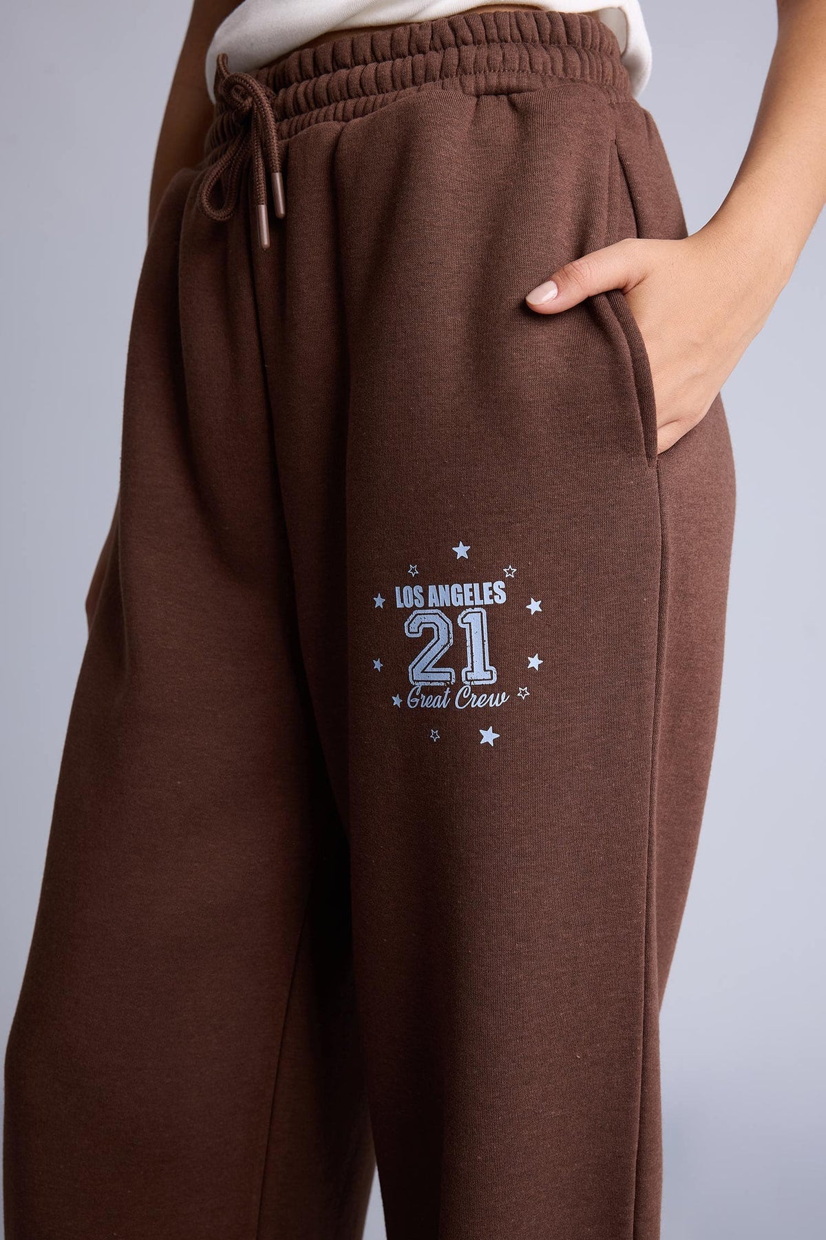 Wide Leg Printed Thick Fabric Trousers