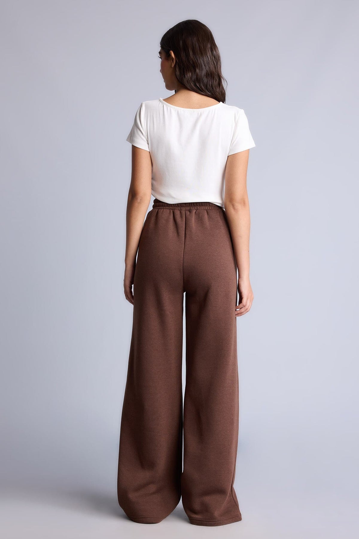 Wide Leg Printed Thick Fabric Trousers