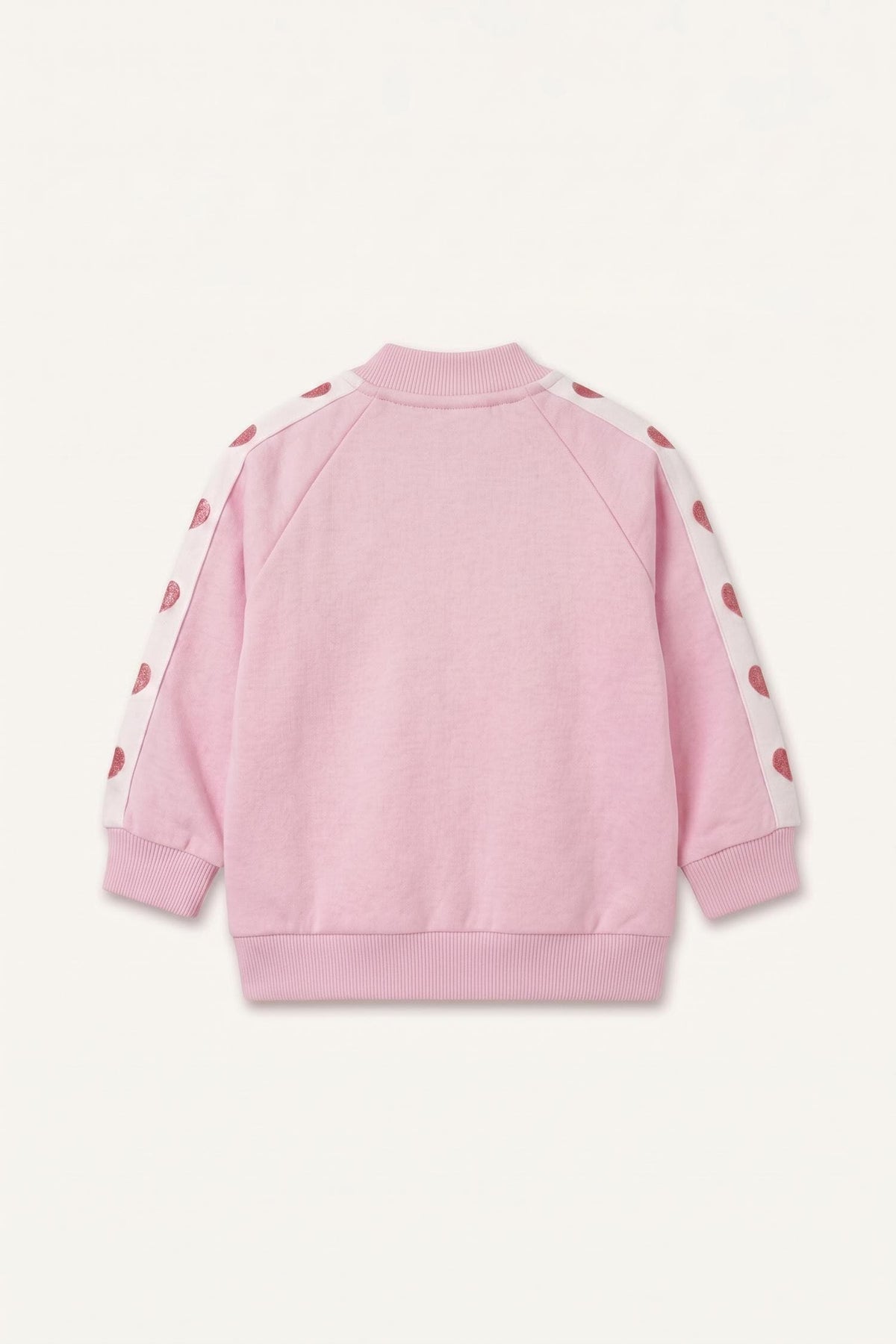 Heart Printed Thick Sweatshirt Fabric Zippered Sweatshirt Cardigan Baby Girl