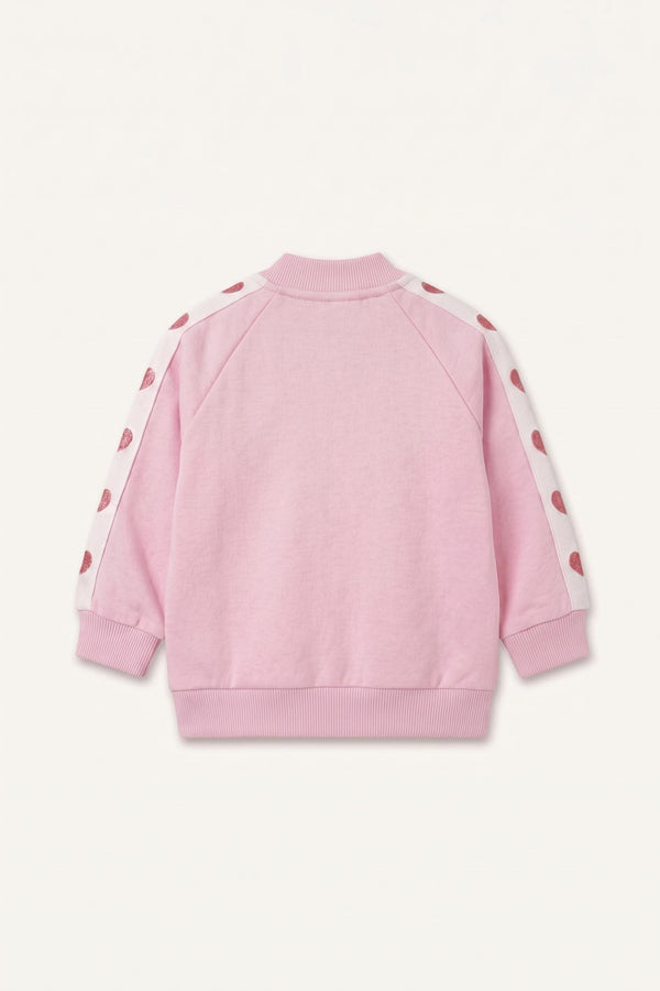 Heart Printed Thick Sweatshirt Fabric Zippered Sweatshirt Cardigan Baby Girl