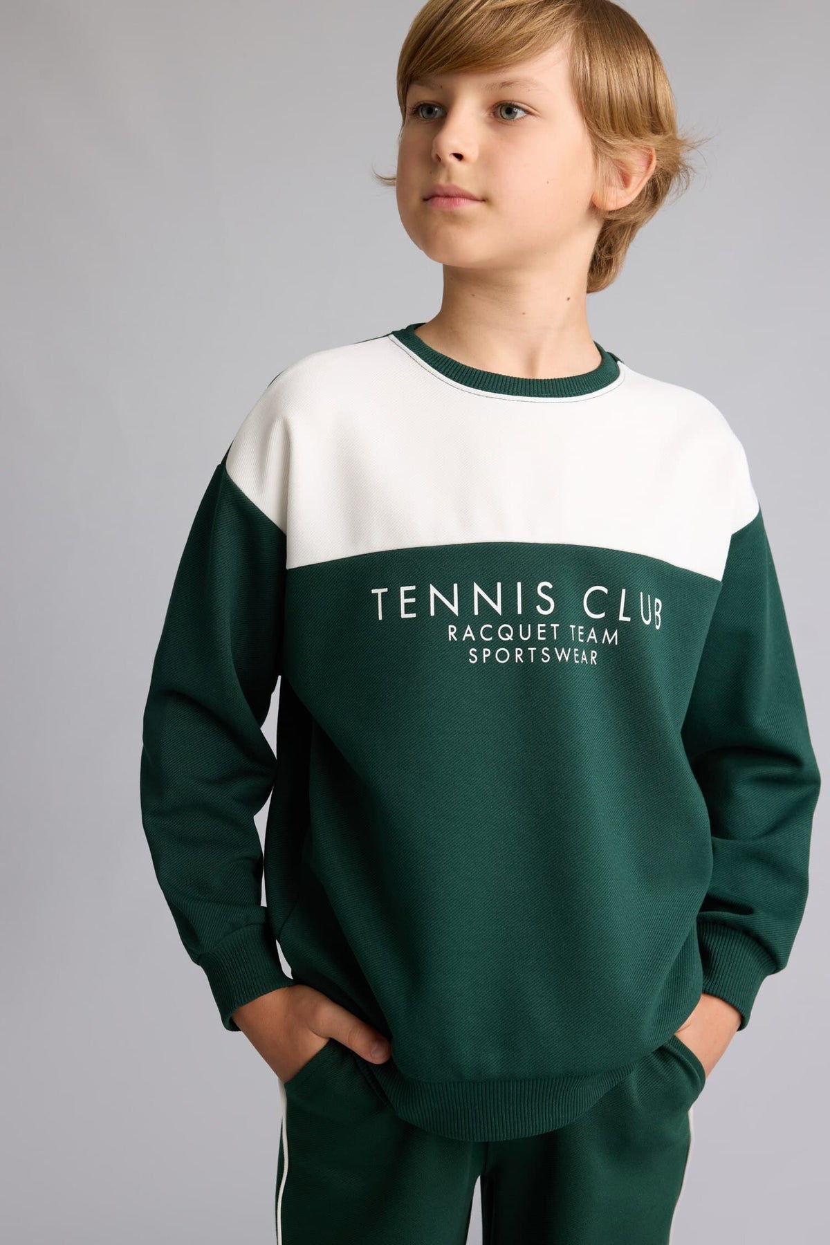 Regular Cotton Crew Neck Printed Green Sweatshirt Boys Main image