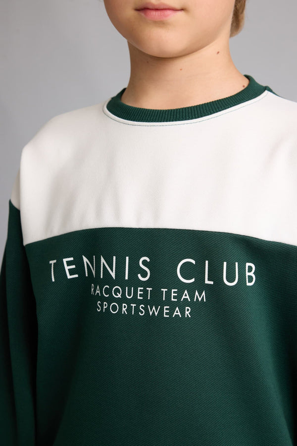Regular Cotton Crew Neck Printed Green Sweatshirt Boys
